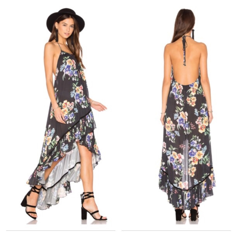 Minkpink halter open back hi-lo cover up dress